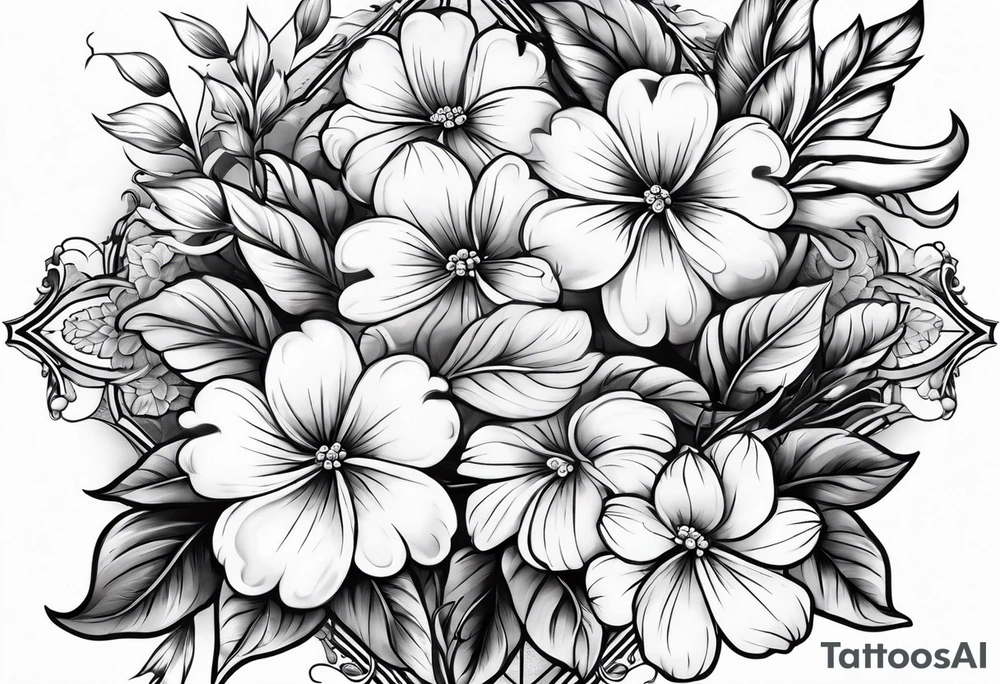 Cross with flowers tattoo idea