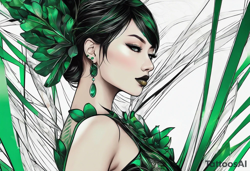 abstract, green and black, covered from wrist to forearm, fully covered, no borders, blackwork, no people tattoo idea