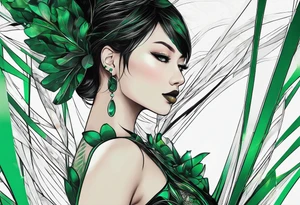 abstract, green and black, covered from wrist to forearm, fully covered, no borders, blackwork, no people tattoo idea