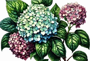 Single hydrangea with stem tattoo idea