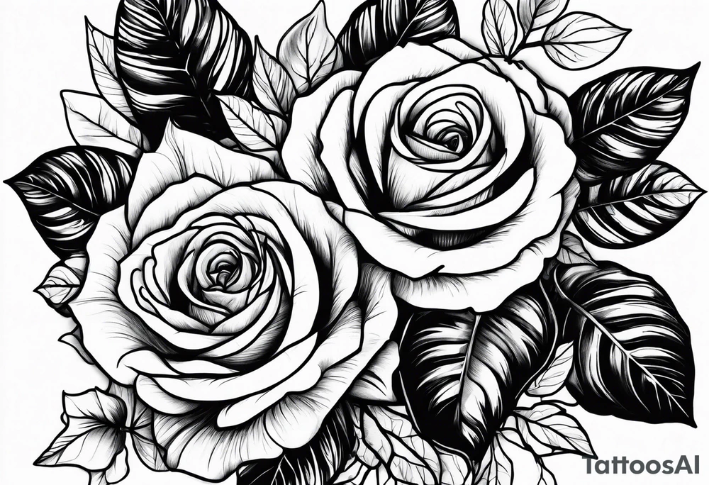 roses and forest tattoo idea
