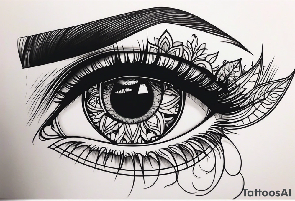 Sad girl Gothic eyes rolled back tattoo idea
