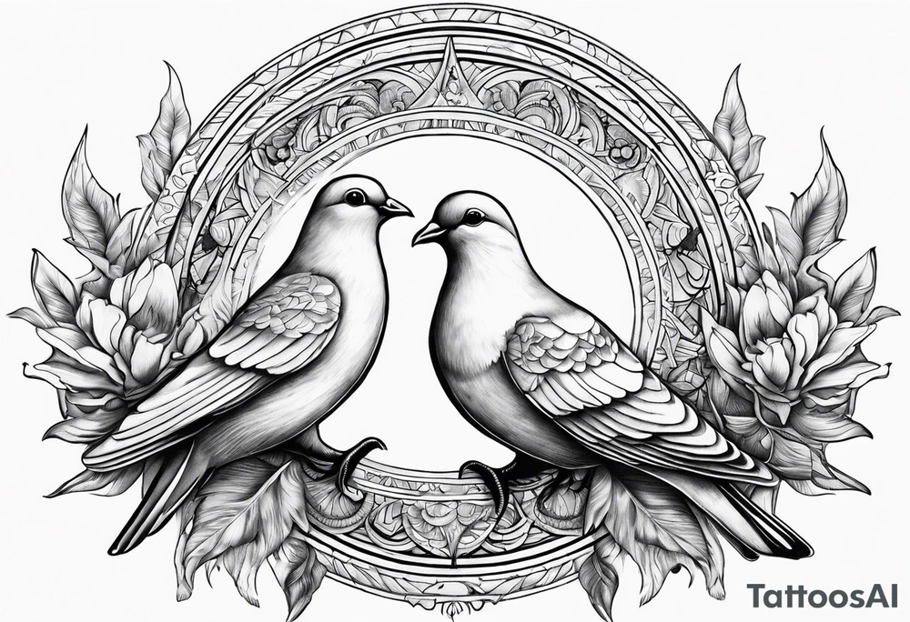 2 doves compas sun tattoo idea
