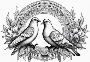 2 doves compas sun tattoo idea