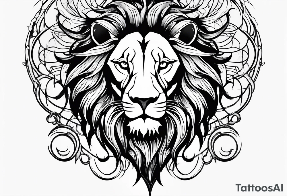 Lion with burned wings and an ouroboros sign tattoo idea