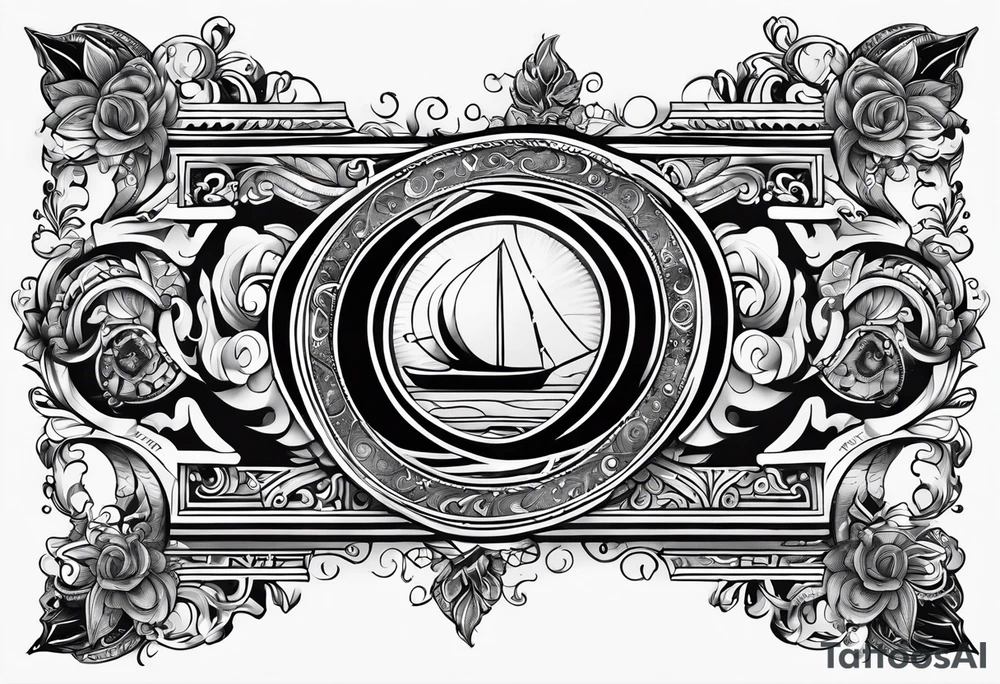 omega greek sign black magic style tattoo idea