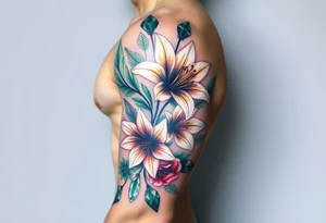 Lilies and emeralds tattoo idea