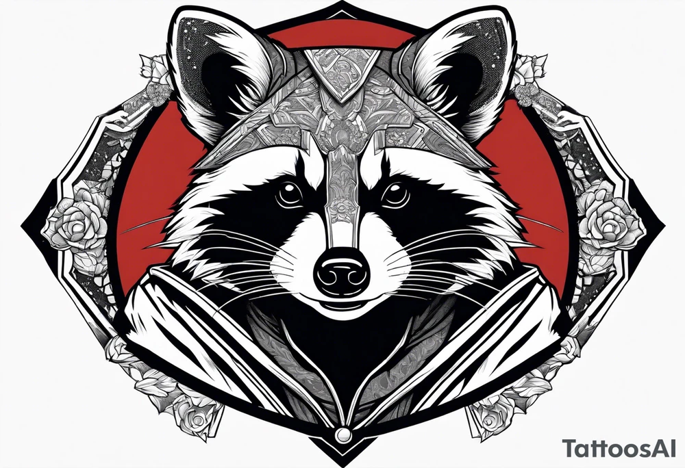 raccoon wearing a Superman hoodie tattoo idea