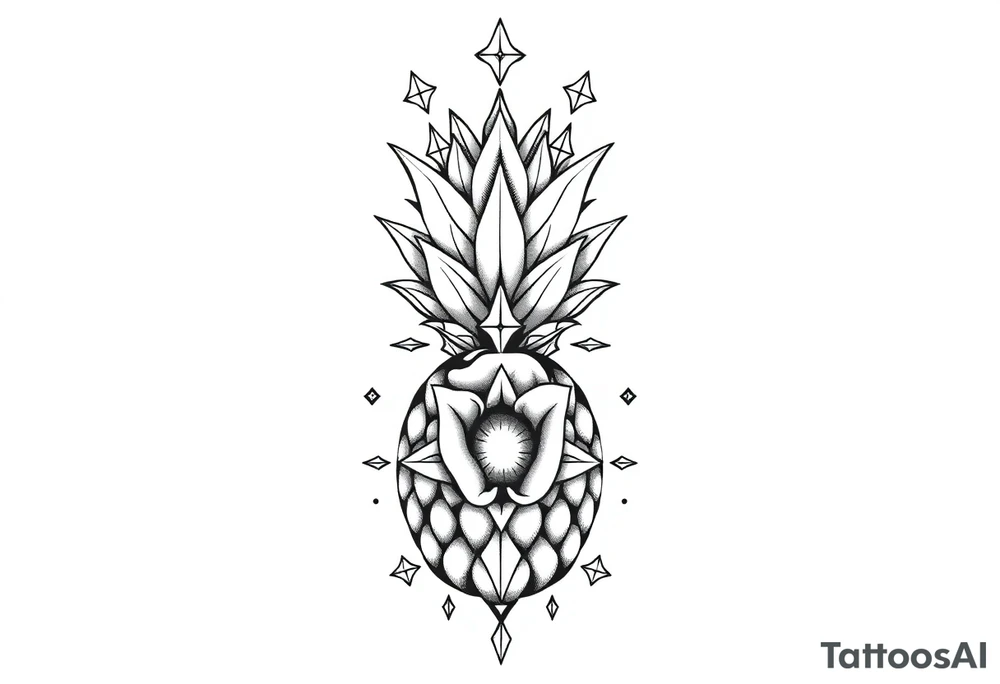 Majestic crown pineapple ,peach vagina,star anus ,diamonds tattoo idea