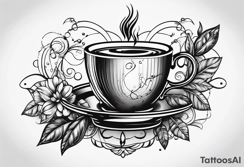 caffeine molecule with coffee tattoo idea