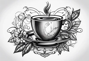 caffeine molecule with coffee tattoo idea