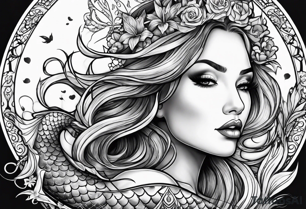 A beautiful and singing mermaid tattoo idea