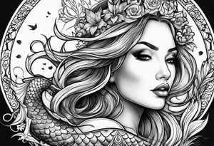 A beautiful and singing mermaid tattoo idea