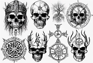 Skull, Lord of the rings, Vegvisir tattoo idea