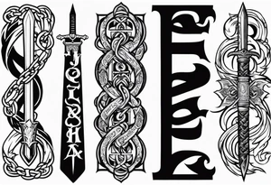 Valhalla sword  fire chains family tattoo idea