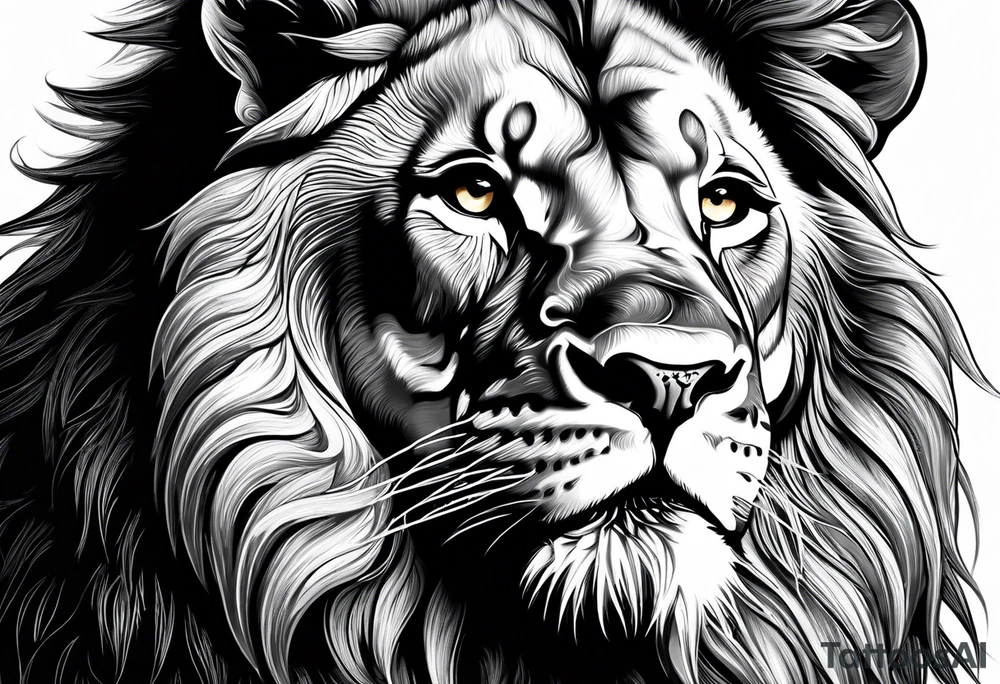 powerful majestic lion, close-up tattoo idea