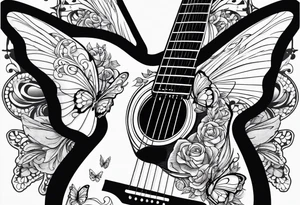 Guitar, butterfly, rainbow, Halo gaming tattoo idea