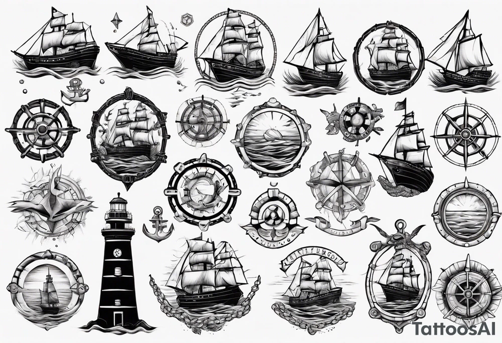Nautical scene sunken ship tattoo idea
