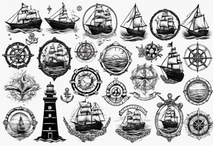 Nautical scene sunken ship tattoo idea