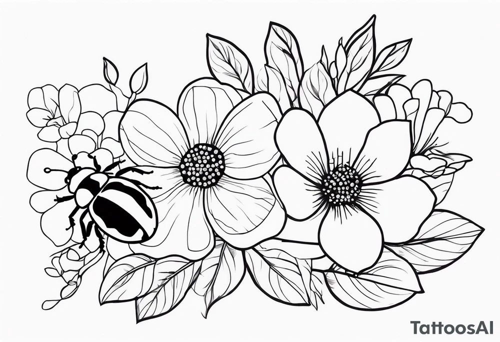 flowers and lady bugs tattoo idea