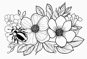 flowers and lady bugs tattoo idea