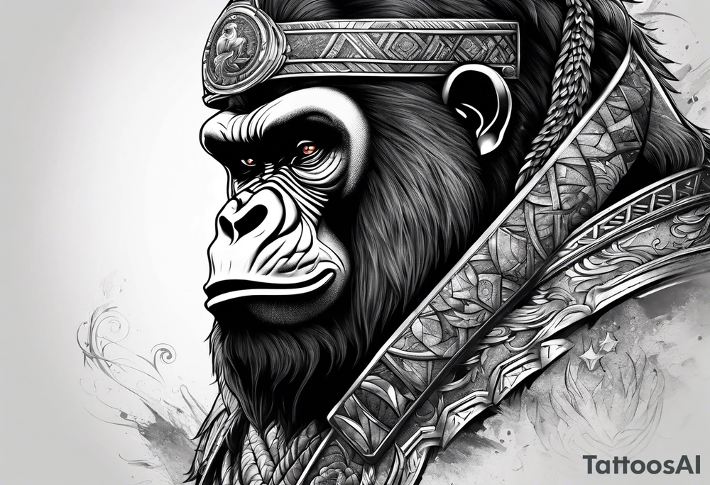 Warrior and gorilla tattoo idea