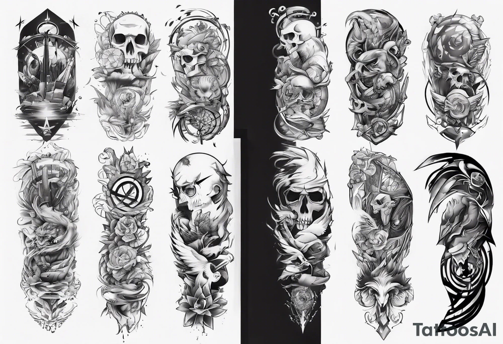 mens full arm tattoo idea