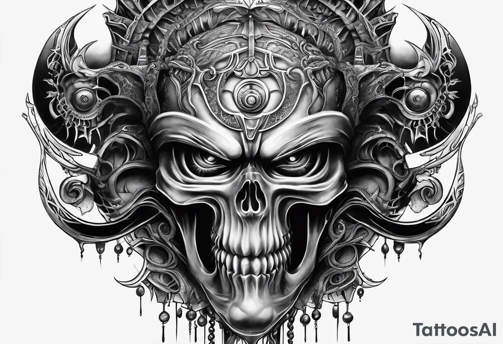 Japanese tattoo in the style of Giger tattoo idea