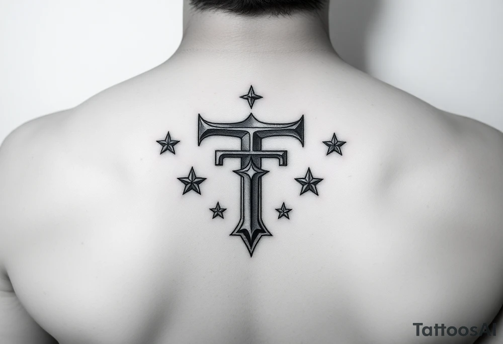 ”T” with stars tattoo idea
