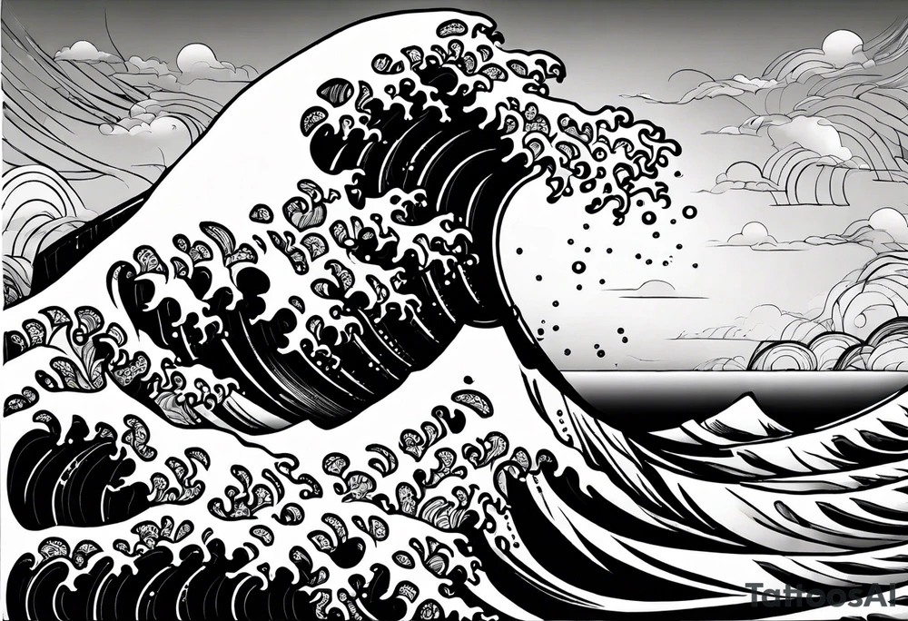 picture 8 by 8 centimeters of sea waves before a storm tattoo idea