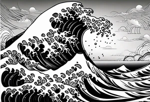 picture 8 by 8 centimeters of sea waves before a storm tattoo idea