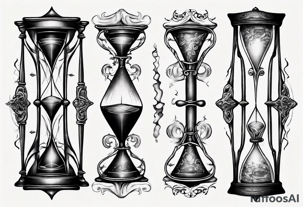 an hourglass with filagree tattoo idea