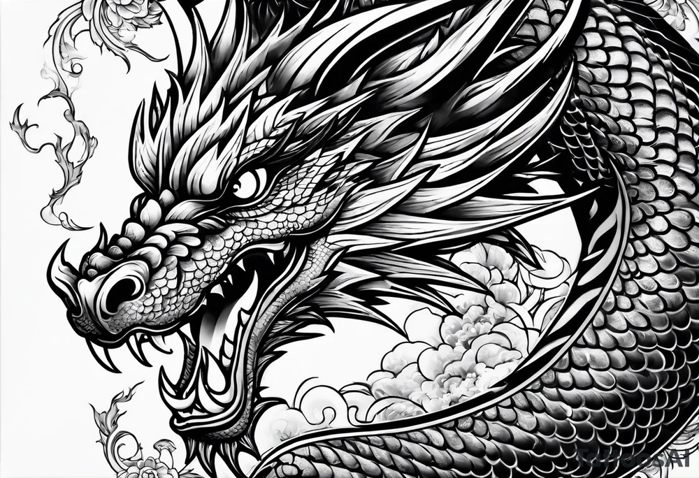 Dragon lighting in the backaround tattoo idea