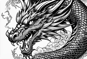 Dragon lighting in the backaround tattoo idea