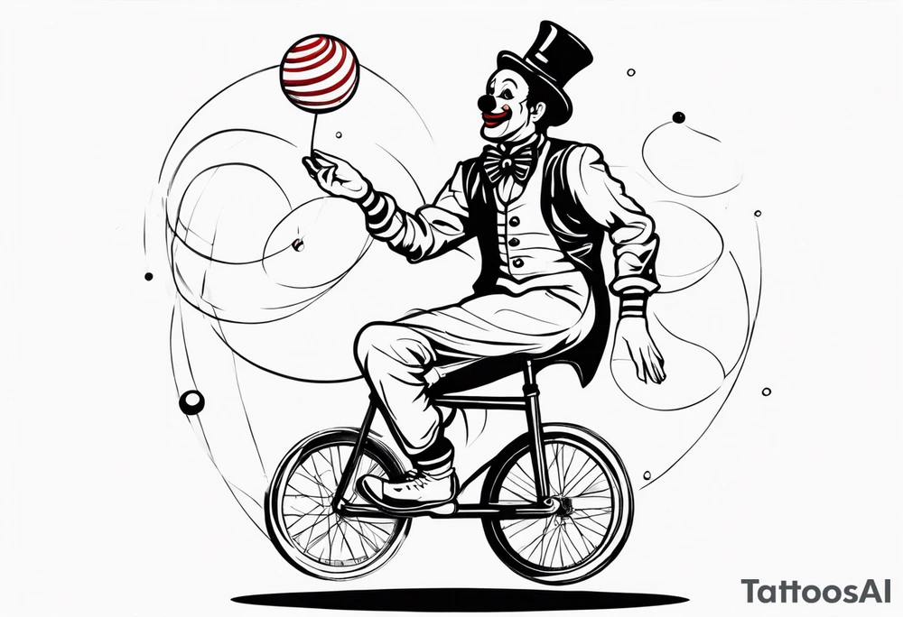 clown juggling on a unicycle tattoo idea