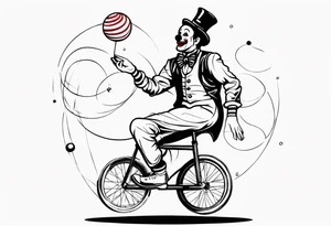 clown juggling on a unicycle tattoo idea