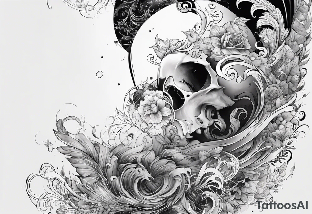I need a black and white leg sleeve tattoo with a motivational theme tattoo idea