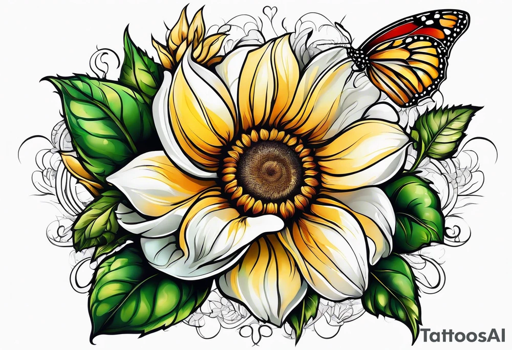 animal flower rose, sunflower, tattoo idea
