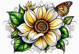 animal flower rose, sunflower, tattoo idea