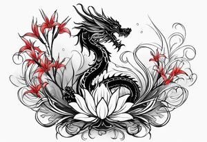 Black Dragon, 
Red Spider Lily tattoo idea