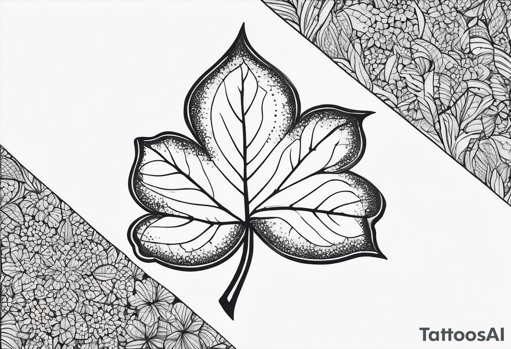 simple leaf and clover with stippled shading tattoo idea