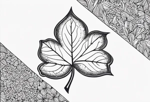 simple leaf and clover with stippled shading tattoo idea