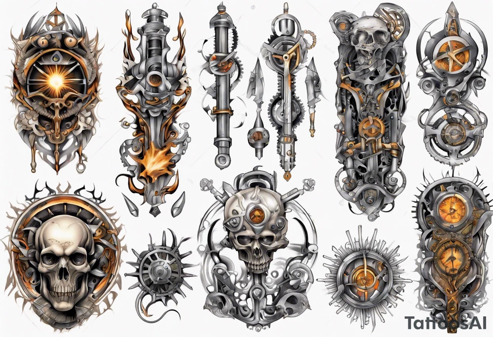 pagan mechanical full sleeve tattoo idea