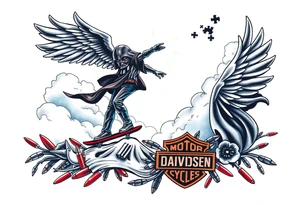 darth vader skateboarding, heaven, outdoors, Harley Davidson, bullets, puzzle red & blue colors

WORDS "Seth J. Carter"
12/29/88-01/06/24 tattoo idea