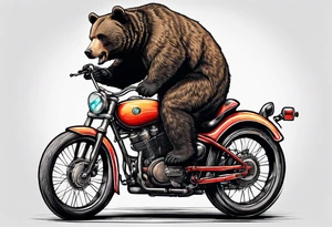 BEAR RIDING A BIKE PLAYING GUITAR tattoo idea