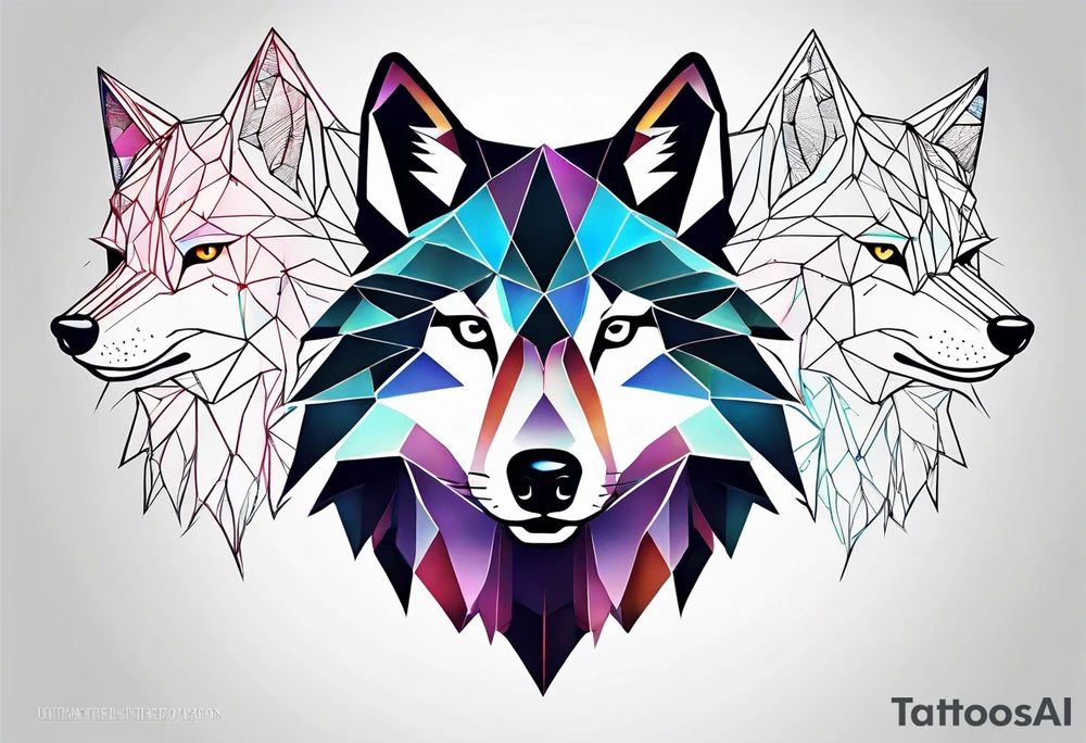 Constellation, two animal wolf, géométric tattoo idea