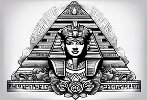 Aztec princess, mayan pyramid ollin symbol tattoo idea