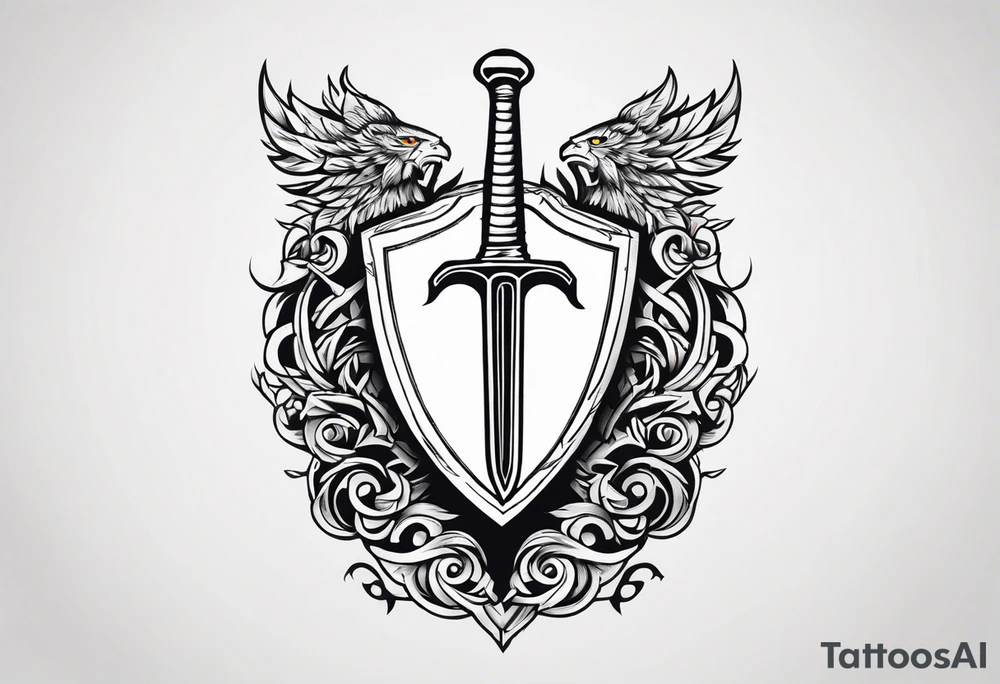 Valhalla shield sword tattoo idea