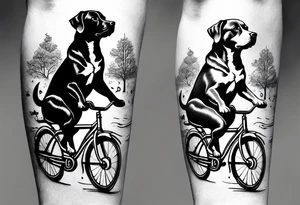 Two dogs riding a bicycle tattoo idea