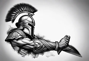 Leg sleeve of Spartan Greaves tattoo idea